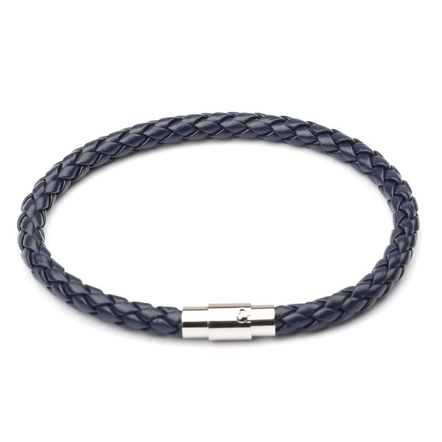 Magnetic Mens 6 Leather Cord Braided Bracelet