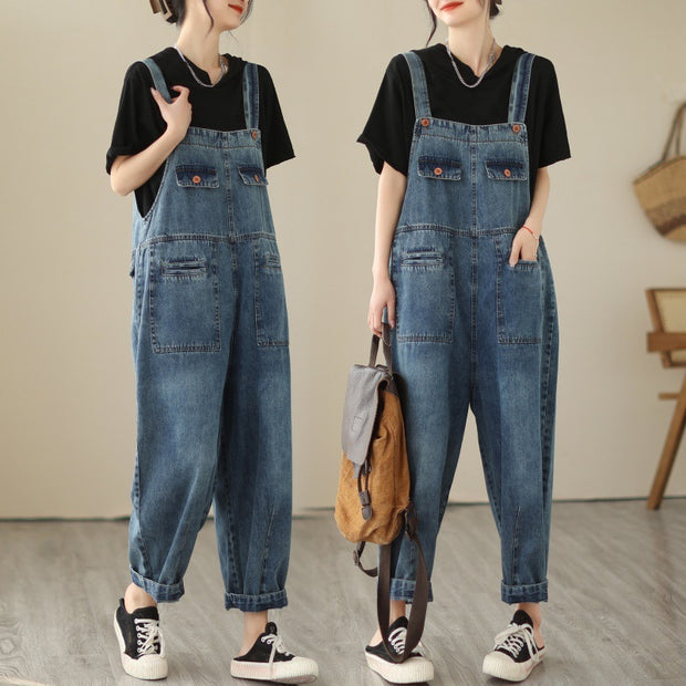 New Real Time Denim Casual Strap Pants For Women - Bargin Bazaar