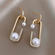 Korean Version Of Imitation Pearl Personality Wild Geometric Type Women's Earrings - Bargin Bazaar