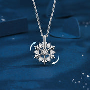 Rotatable 925 Silver Snowflake Necklace Women Luxury Niche Design Shiny Rhinestone Jewelry Autumn And Winter Birthday Gift For Friends - Bargin Bazaar