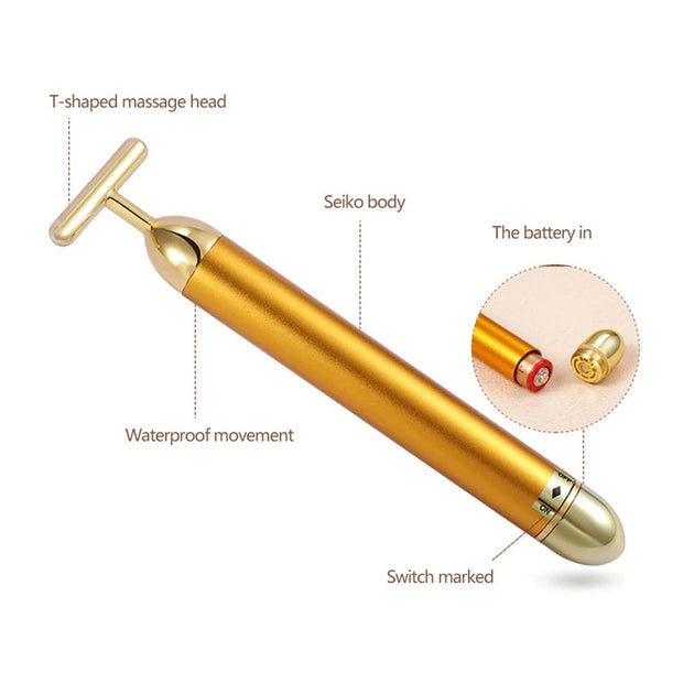 Energy 24K Gold T Beauty Bar Facial Roller Massager - Bargin Bazaar