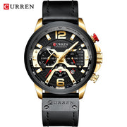 Military Leather Chronograph Wristwatch - Bargin Bazaar