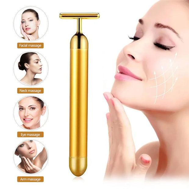 Energy 24K Gold T Beauty Bar Facial Roller Massager - Bargin Bazaar