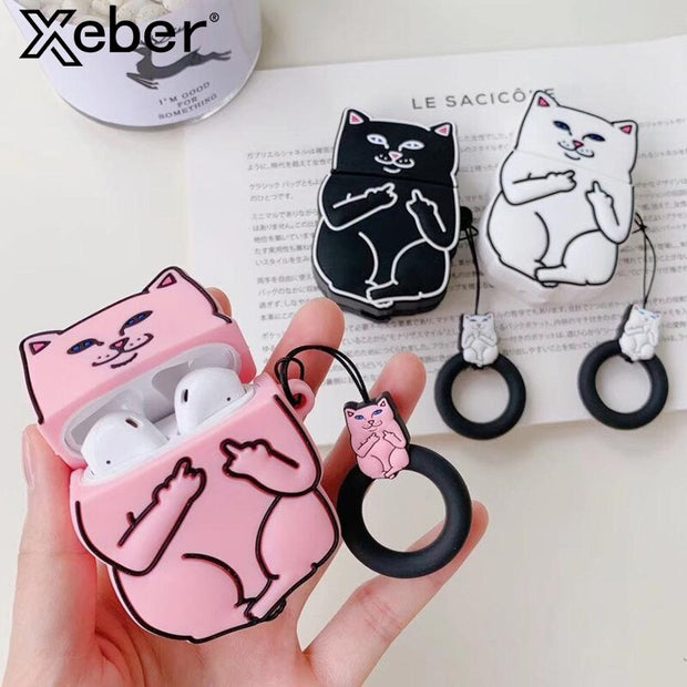 Cartoon Cat AirPods Case - Bargin Bazaar