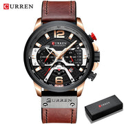 Military Leather Chronograph Wristwatch - Bargin Bazaar